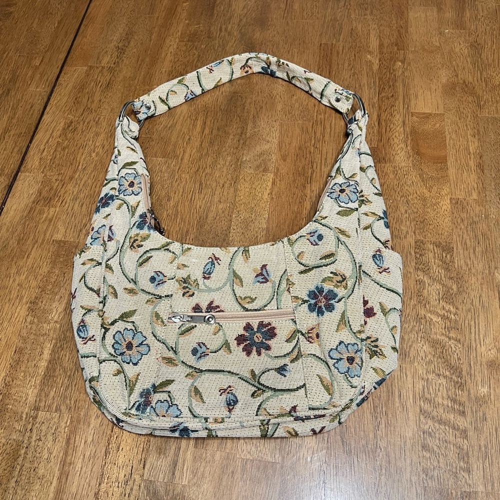 Gorgeous Vintage Unbranded Floral Tapestry Hobo Shoulder Bag